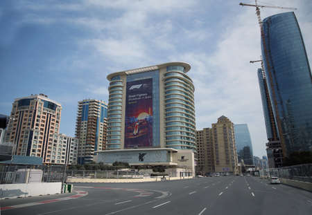 Baku, Azerbaijan - May 09, 2017 . Formula1. Streets of Baku during Formula 1 Azerbaijan Grand Prix 2019 . Routes in Baku. 5-star service at Hotel JW Marriott Absheron Baku.のeditorial素材