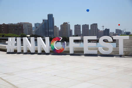 BAKU, AZERBAIJAN - JUNE 1 2019 : Kids festival . In park of Heydar Aliyev Center.のeditorial素材