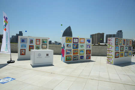 BAKU, AZERBAIJAN - JUNE 1 2019 : Kids festival . In park of Heydar Aliyev Center.のeditorial素材