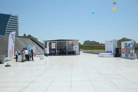 BAKU, AZERBAIJAN - JUNE 1 2019 : Kids festival . In park of Heydar Aliyev Center.のeditorial素材