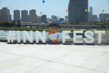 BAKU, AZERBAIJAN - JUNE 1 2019 : Kids festival . In park of Heydar Aliyev Center.のeditorial素材