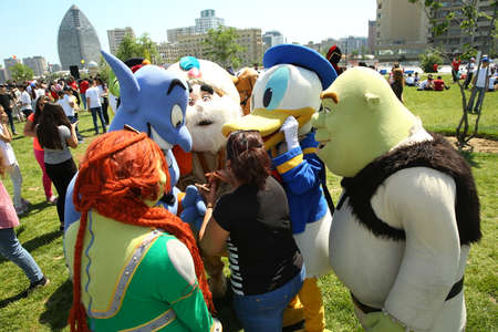 BAKU, AZERBAIJAN - JUNE 1 2019 : Kids festival . In park of Heydar Aliyev Center.のeditorial素材