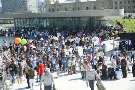 BAKU, AZERBAIJAN - JUNE 1 2019 : Kids festival . In park of Heydar Aliyev Center.