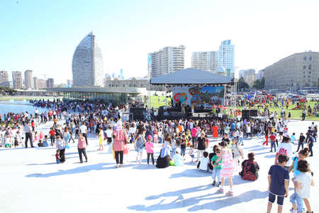 BAKU, AZERBAIJAN - JUNE 1 2019 : Kids festival . In park of Heydar Aliyev Center. Many people came to the festivalのeditorial素材