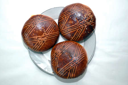 Traditional country sweet homemade Azerbaijan cake gata. whole and sliced cakes . traditional sweet...