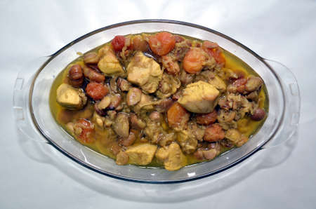 Shah pilaf black. Pilafblack in a pita. Traditional oriental dish . on tableware . Azerbaijan , Baku . Shah Pilaf . Asqara . Asgara . Ingredients soup, chestnut, plum, chicken.の写真素材