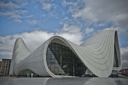 BAKU, AZERBAIJAN - 22.02.2021: Heydar Aliyev center, famous architectural landmark building in Baku by Zaha Hadid . Modern cultural center, which became a new symbol of Bakuのeditorial素材