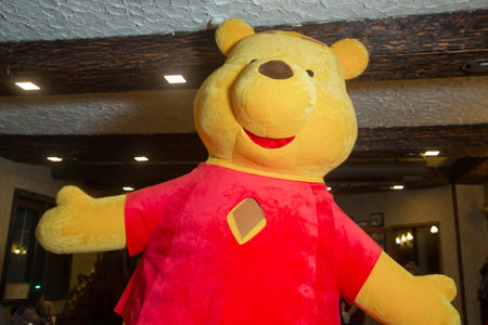 Azerbaijan Baku .09.01.2021. Yellow Teddy Bear Mascot Costumes . Teddy bear costumes cheap . Fur Teddy Bear Mascot Costume Teddy Costume Adult Fancy Dress Clothing Bear Costume .のeditorial素材