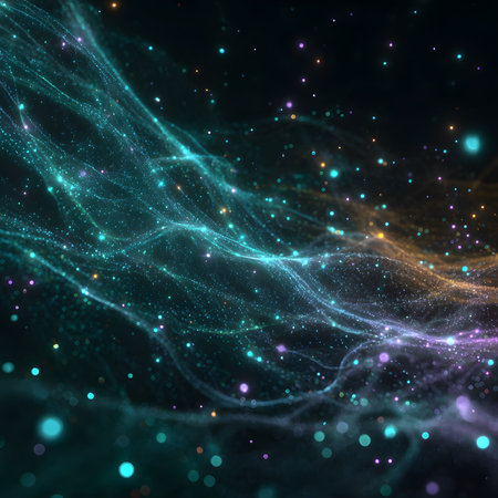 Abstract background with glowing particles. 3d rendering, 3d illustration.の素材