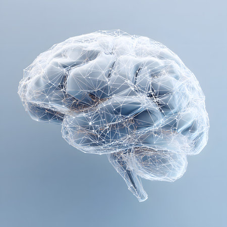 Human brain on a blue background. 3d rendering, 3d illustration.の素材