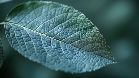 Close-up of a textured leaf, showing intricate veins.の素材