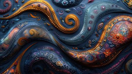 Abstract paisley swirls with intricate details.の素材