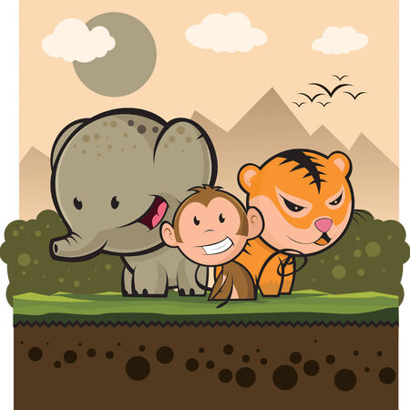 animals in the jungleのイラスト素材