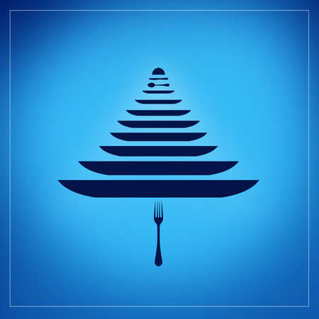 Christmas dinner party with plates and forkの写真素材