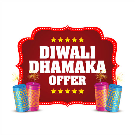 Diwali dhamaka offer vector for graphic design, web banner, banner design (English Translation : Diwali Blast Offer)のイラスト素材