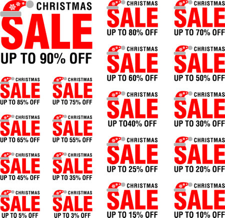 Christmas Sale Vector, Price Tag, Rate Offer Icon, Offer Labelのイラスト素材