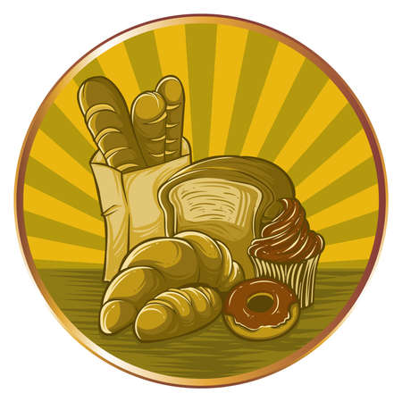 bread set design element logo のイラスト素材