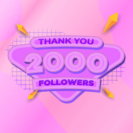 2000 followers square banner modern lookのイラスト素材