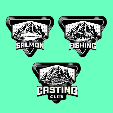 Set of vintage fishing club badge emblemのイラスト素材
