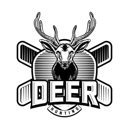 hunting   vector badge emblem with deerのイラスト素材