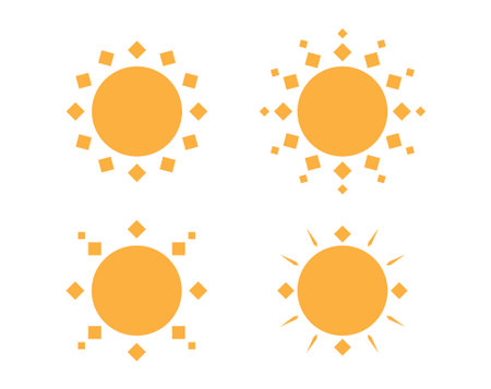 Minimal Sun Icon Pack with Line and Shape Variations for Energy and Weather Infographicsのイラスト素材