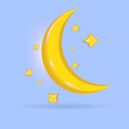 Clean Gold Moon with Star Halo on Blue for Calm and Elegant Night Projectsのイラスト素材