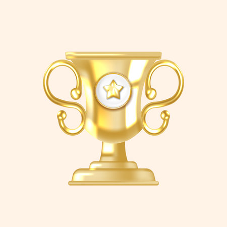 Brilliant Gold Champion Cup with Star Emblem Best for Competitions and Premium UIのイラスト素材