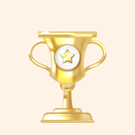 Polished Gold Trophy Cup with Star Design Perfect for Rewards Apps and E-Sportsのイラスト素材