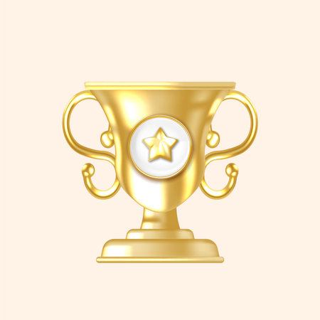 Luxurious Gold Award Cup with Star Center Best for Game Leaderboards and Certificatesのイラスト素材