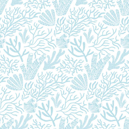 Awesome Cute Vintage Coral Reef Vector Seamless Pattern Design. Great for spring summer, fabric, textile, background, wallpaper, scrap booking, gift wrap, accessories, and clothing.のイラスト素材