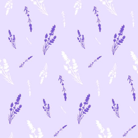 Simple Lavender Flower Vector Seamless Pattern Designのイラスト素材