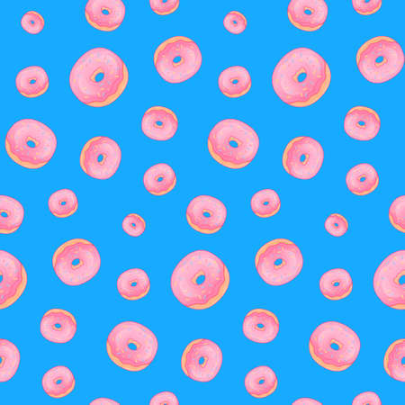 Donut Vector Seamless Pattern. Awesome for classic product design, fabric, backgrounds, invitations, packaging design projects. Surface pattern design.のイラスト素材