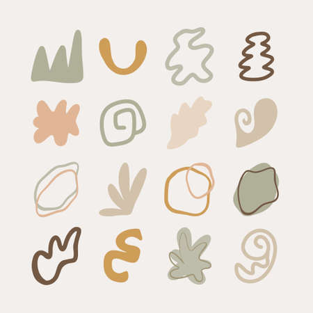 Set of abstract hand drawn doodle shape. Abstract contemporary modern trendy vector illustration. for Mobile Application or Social Media Design. All elements are isolatedのイラスト素材