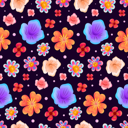 Exotic Floral Vector Seamless Pattern. Beautiful exotic floral background. Awesome for product design, fabric, invitations, packaging design projects. Surface pattern design.のイラスト素材