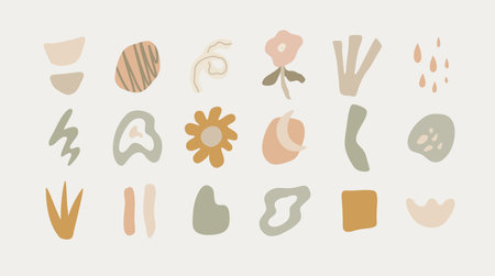 A collection of hand-drawn doodle shapes in various abstract forms.のイラスト素材