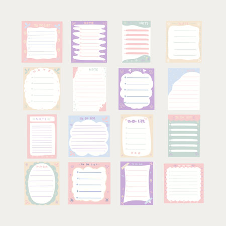 A collection of colorful to-do list and note templates.のイラスト素材