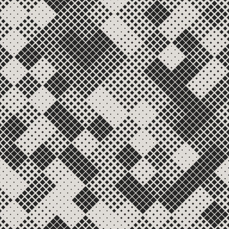 Modern Stylish Halftone Square Pattern Abstract Background. Monochromatic grid with variable square shapes. Ideal for contemporary design, digital art, and tech-inspired projects.のイラスト素材