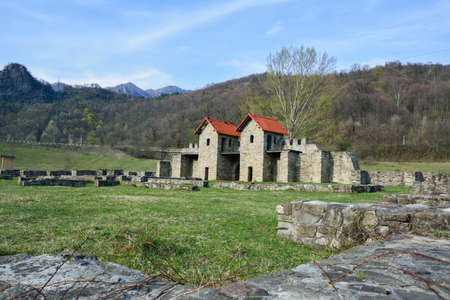 Ruins of Arutele Roman Fort dating from 137, Valcea, Romaniaの写真素材