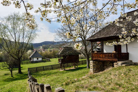 Landscape with rustic house in a spring dayの写真素材