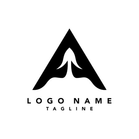 A Black grey A letter logo on negative space styleのイラスト素材