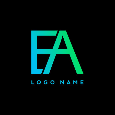 Blue green EA initial letter vector logo template for business brandingのイラスト素材