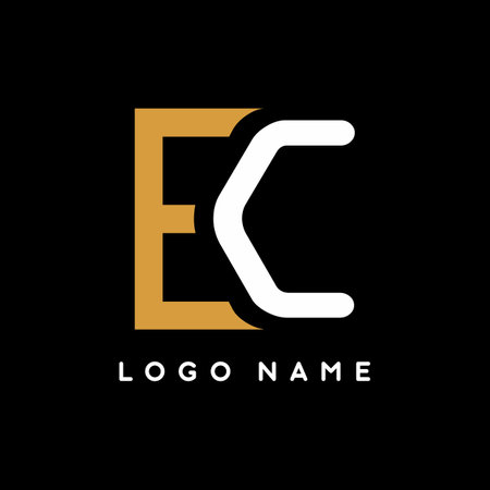 Gold white of EC initial logo template for business brandingのイラスト素材