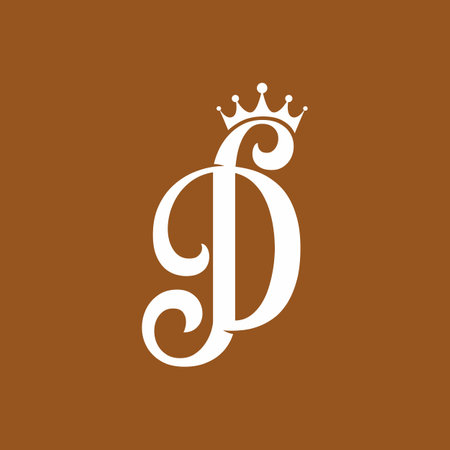 Vintage D letter with crown vector logo template for business brandingのイラスト素材
