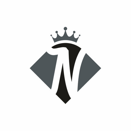 N letter negative space with crown logo template for business brandingのイラスト素材