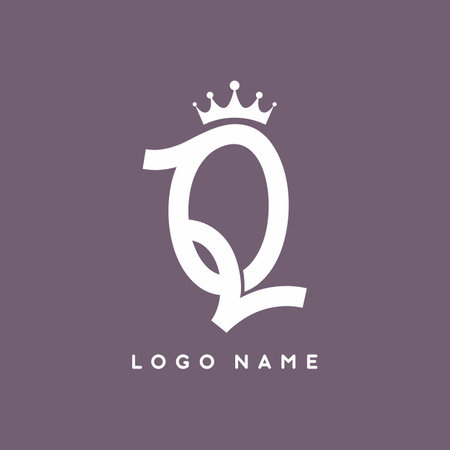 White Q letter with crown symbol logo template for business brandingのイラスト素材