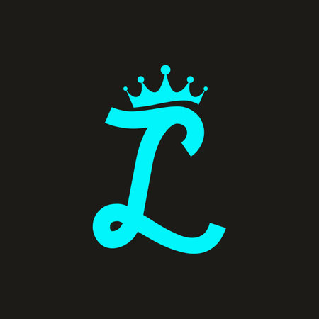 L script with crown aqua vector logo templateのイラスト素材
