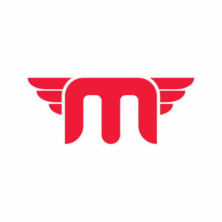 Bold M letter with wings logo template for business brandingのイラスト素材