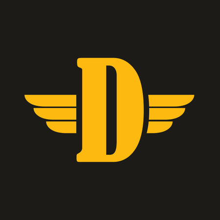 Yellow W letter with wings logo template for business brandingのイラスト素材