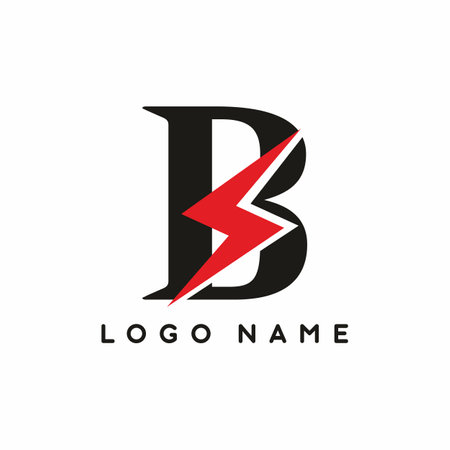 Black B letter with red electrical sign logo template for business brandingのイラスト素材