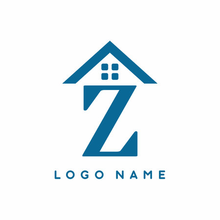 Blue Z initial letter with house sign for real estate logo template for business brandingのイラスト素材
